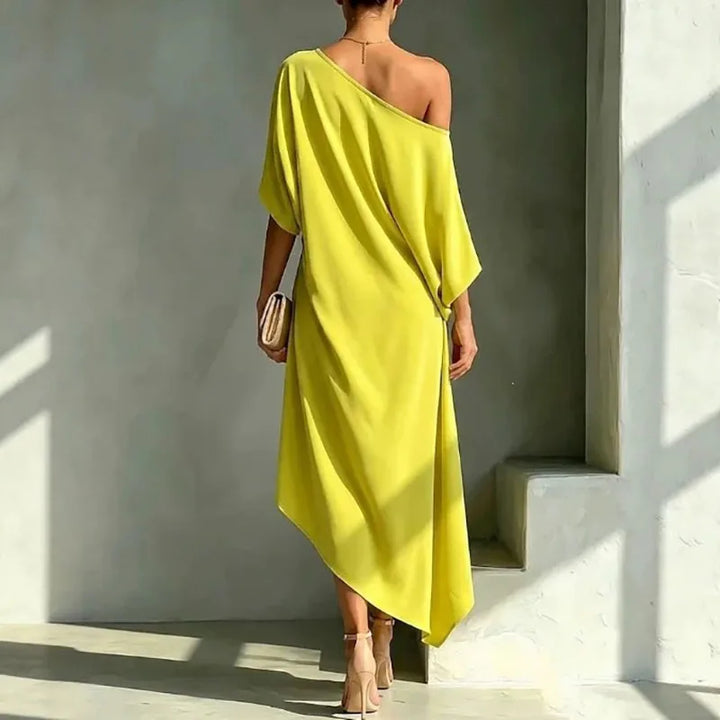 Maribel Elegant Asymmetrical Midi Dress