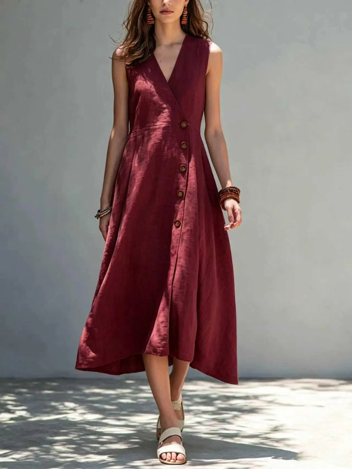Oriana Asymmetrical Button Maxi Dress