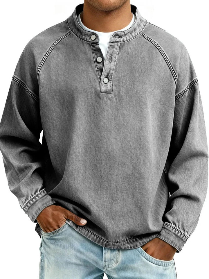 Marco Vintage Denim Henley Pullover