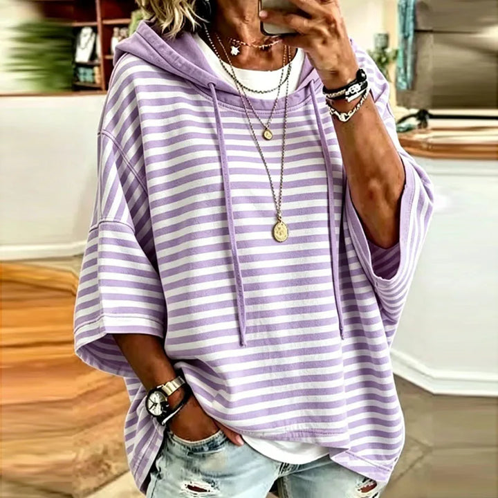 Yasmine Striped Hooded Pullover