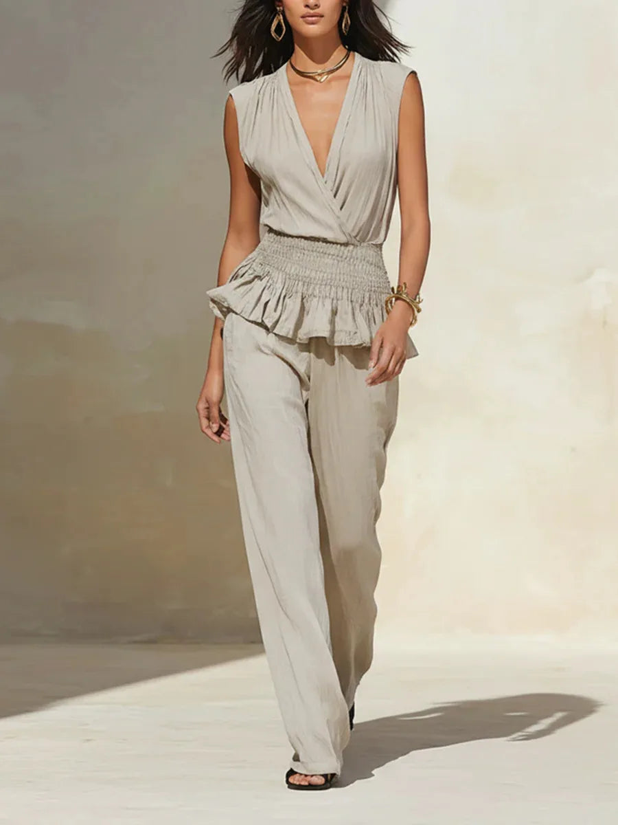 Marovelle Ruffle Peplum Jumpsuit