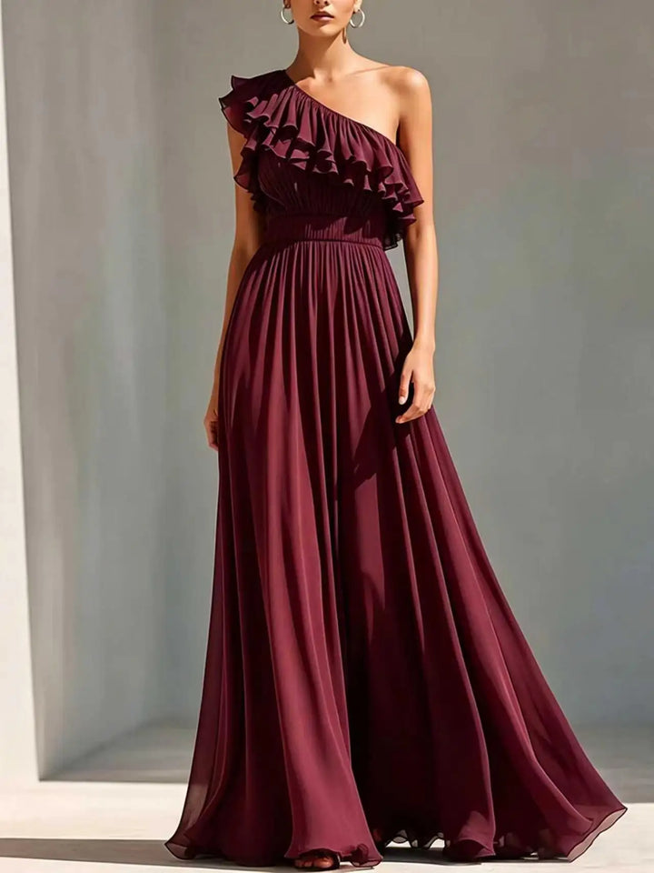 Renata One Shoulder Pleated Wedding Guest Dress