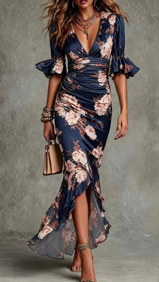 Laureen V-Neck Maxi Wedding Guest Dress