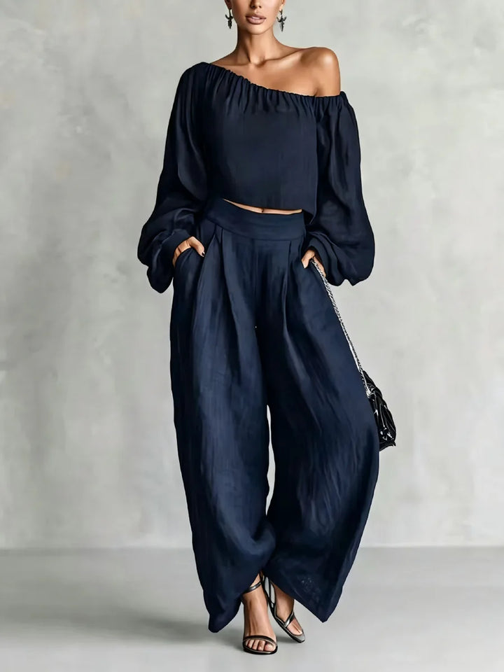 Evelisse Off Shoulder Trouser Set