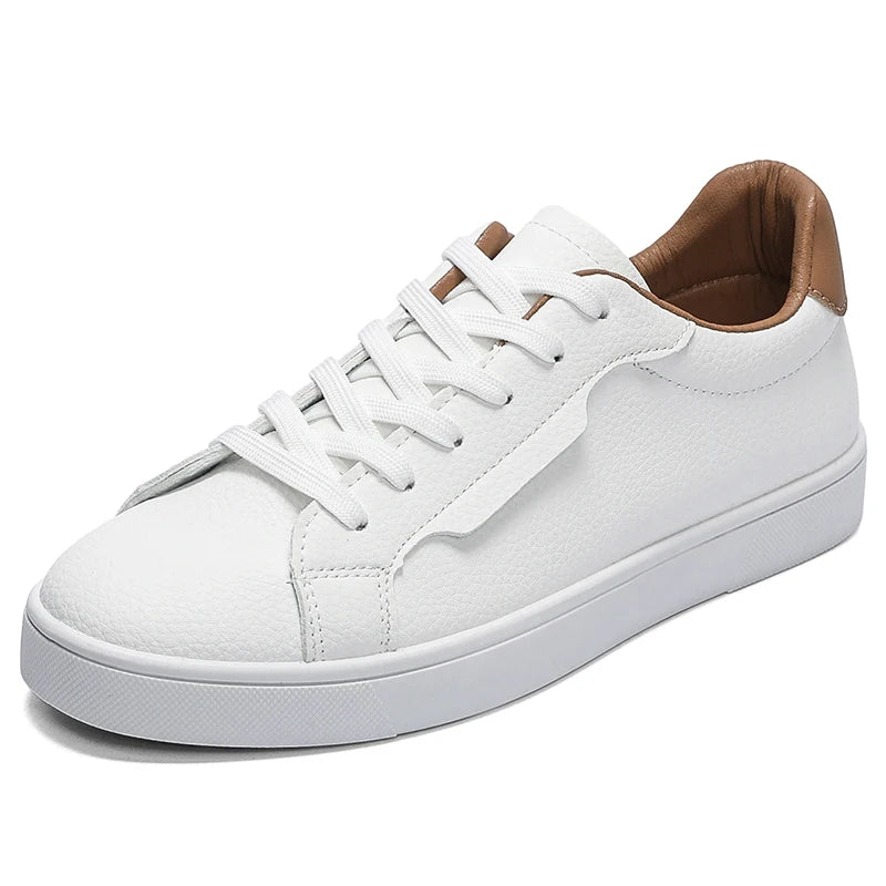 White sneaker angled front view showing toe and lace detail