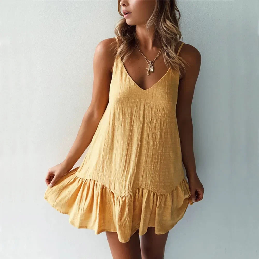 Shiloh Linen Ruffle Dress