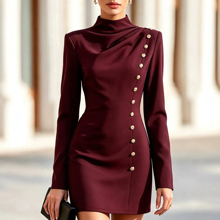 Celine Draped Button Mini Dress