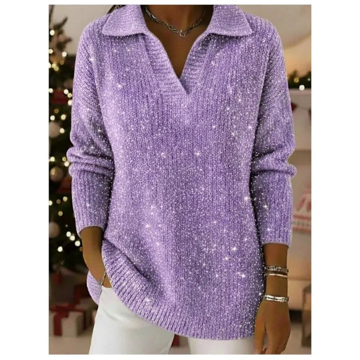 Wren Split Neck Sequin Sweater