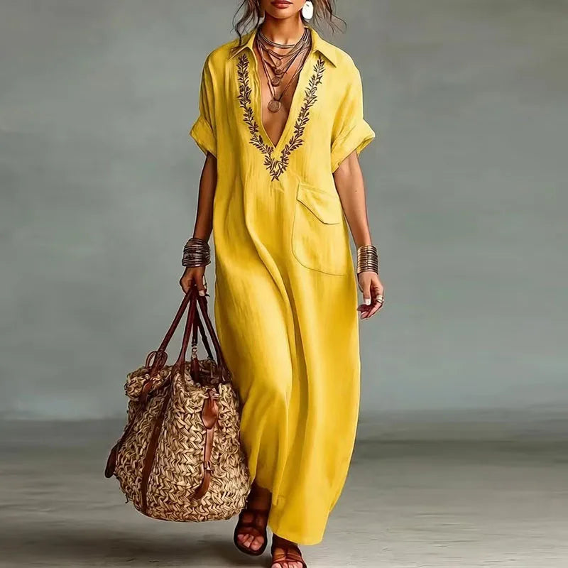 Marlene V Neck Kaftan Dress
