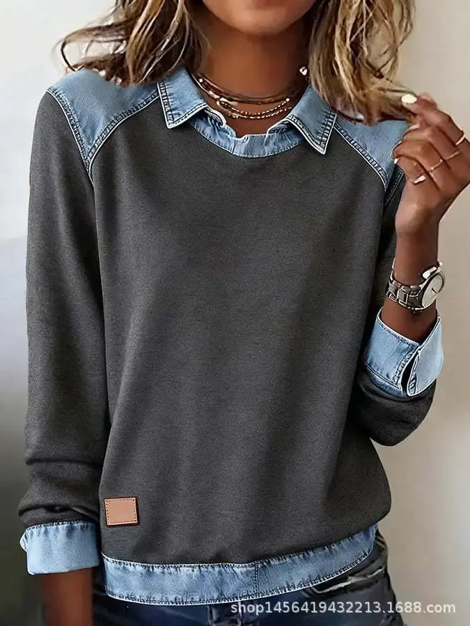 Simone Ribbed Denim Pullover