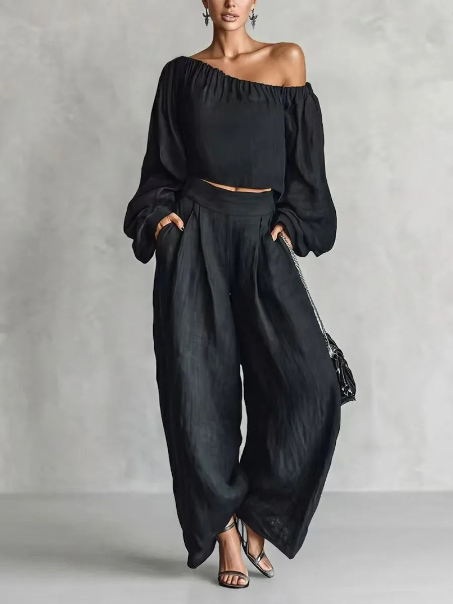 Evelisse Off Shoulder Trouser Set
