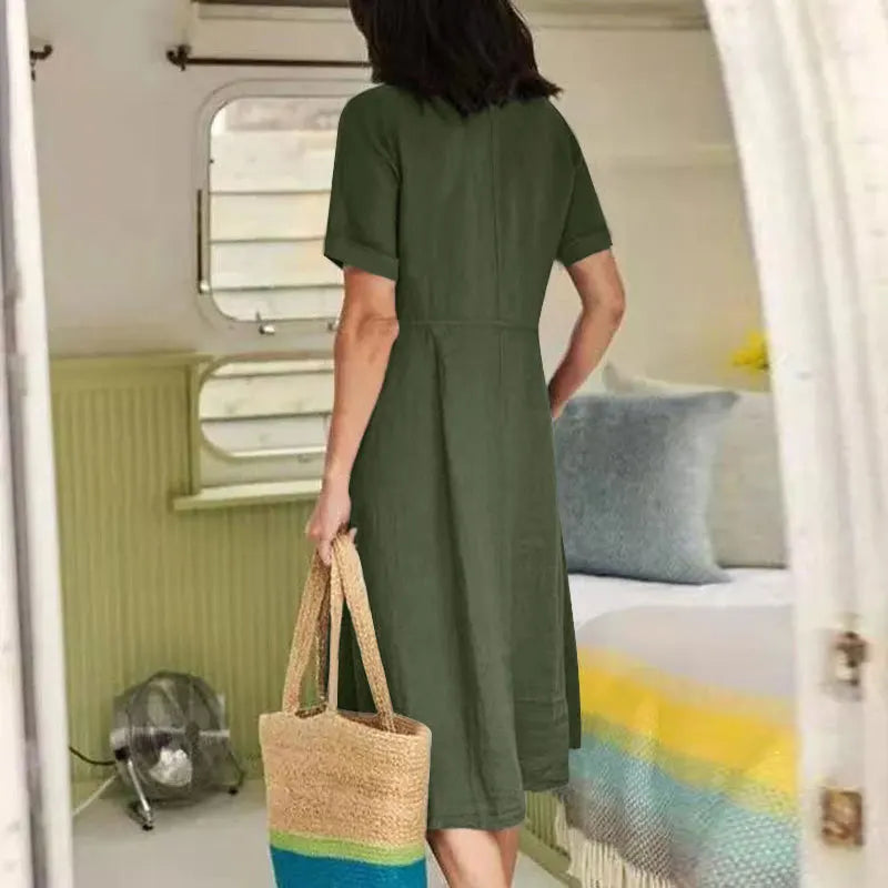 Danica Button Front Midi Dress