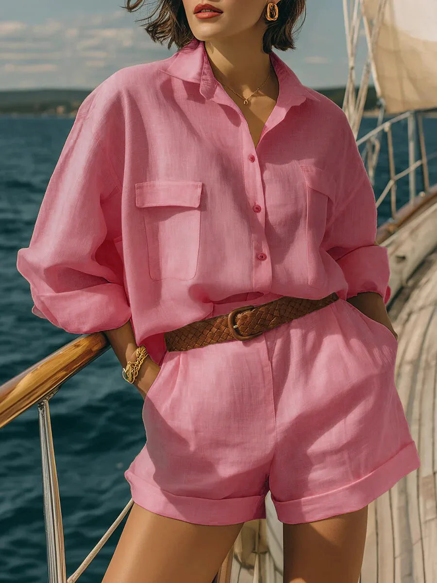 Neoma Casual Long Sleeve Breasted Two-Piece Set