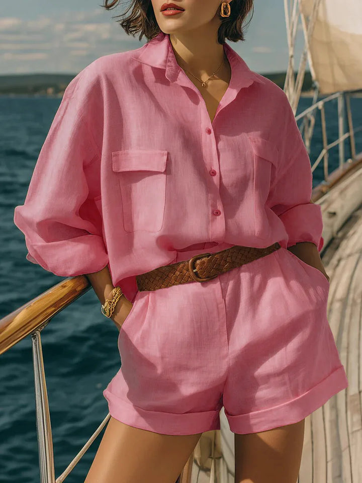 Neoma Casual Long Sleeve Breasted Two-Piece Set