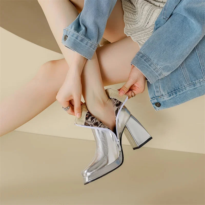 Aria Metallic Platform Ankle Boots