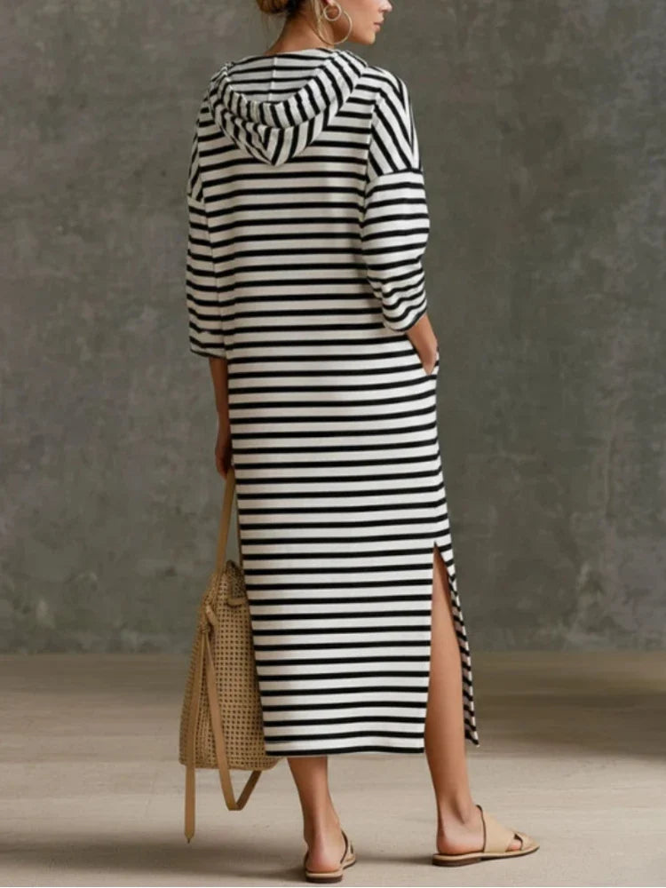 Amara Striped Hooded Midi Dress