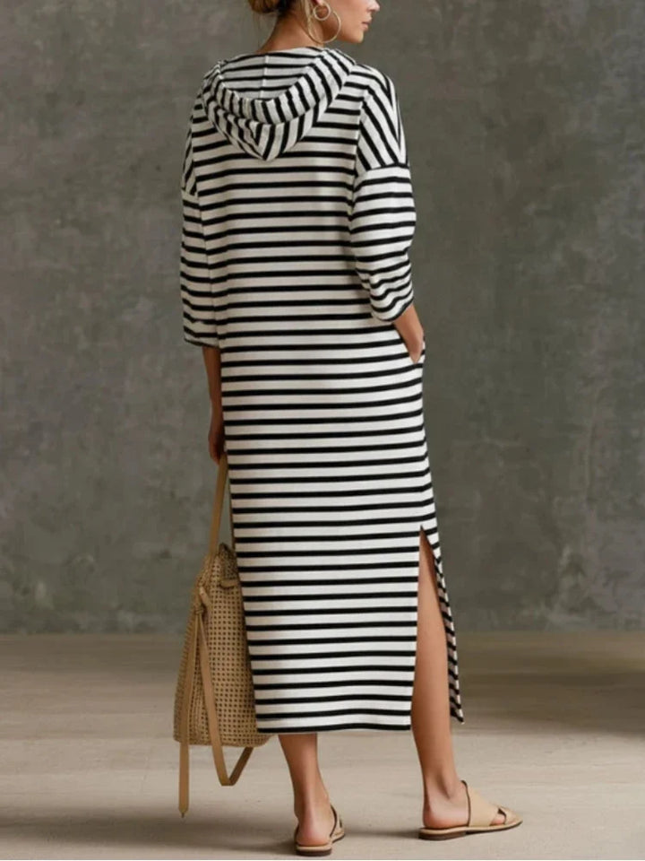 Amara Striped Hooded Midi Dress