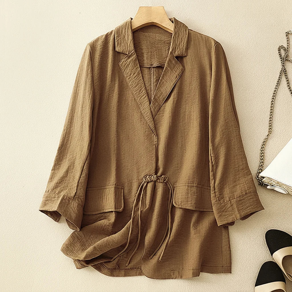 Eulalie Drawstring Linen Blazer
