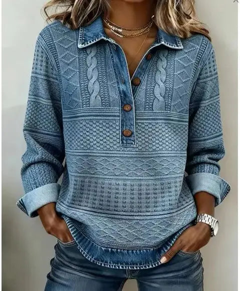 Rafela Denim Trim Blouse