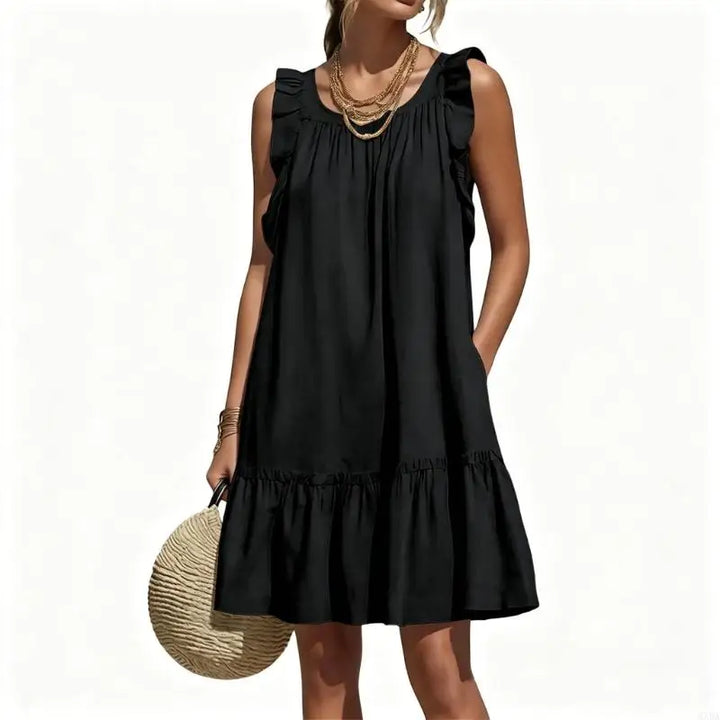 Leandra Ruffle Sleeve V Neck Mini Dress