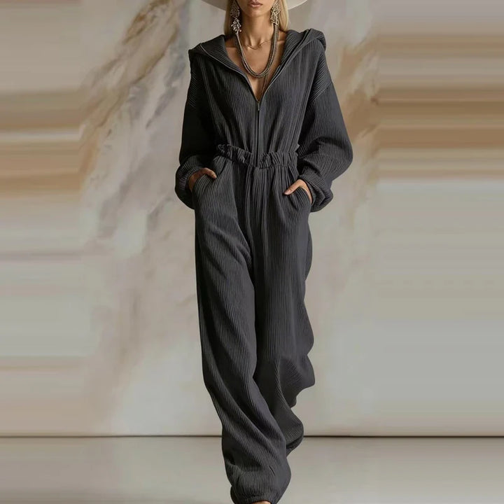 Elora Ribbed Hooded Jumpsuit