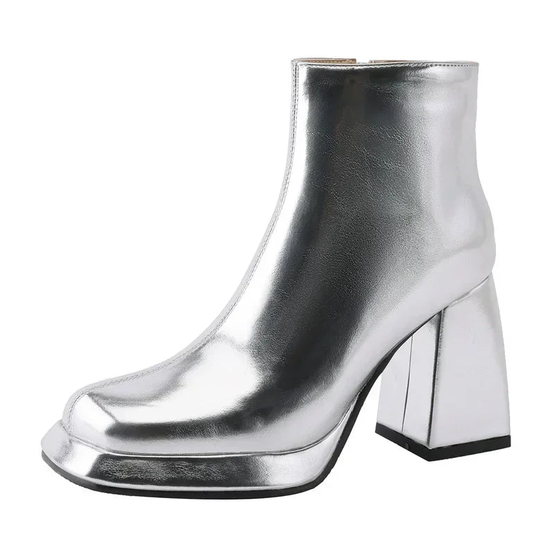 Aria Metallic Platform Ankle Boots