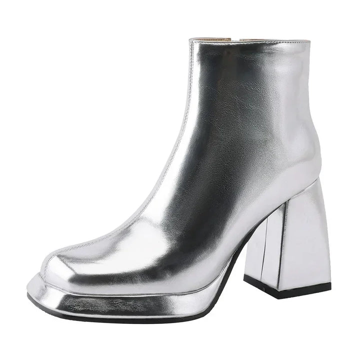 Aria Metallic Platform Ankle Boots