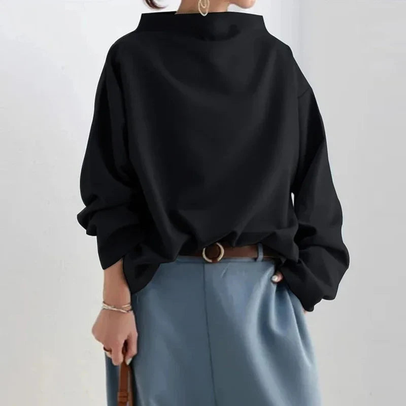 Monica Draped High Neck Blouse
