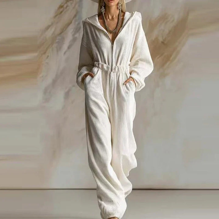 Elora Ribbed Hooded Jumpsuit