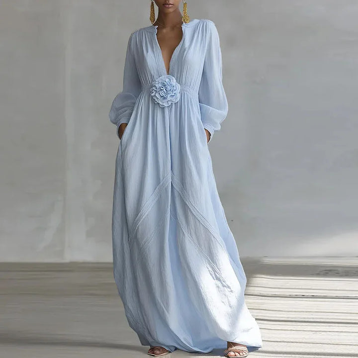 Clara Elegant Deep V Maxi Dress