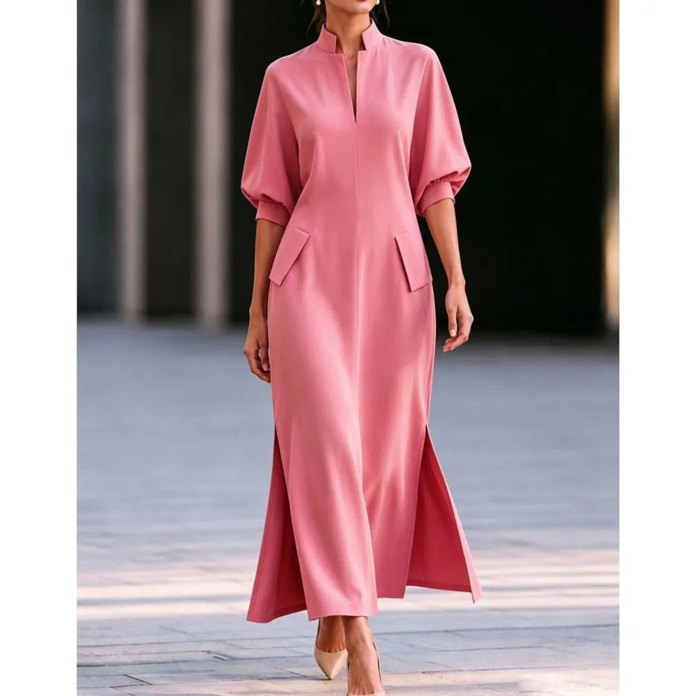 Aria Stand Collar Maxi Dress