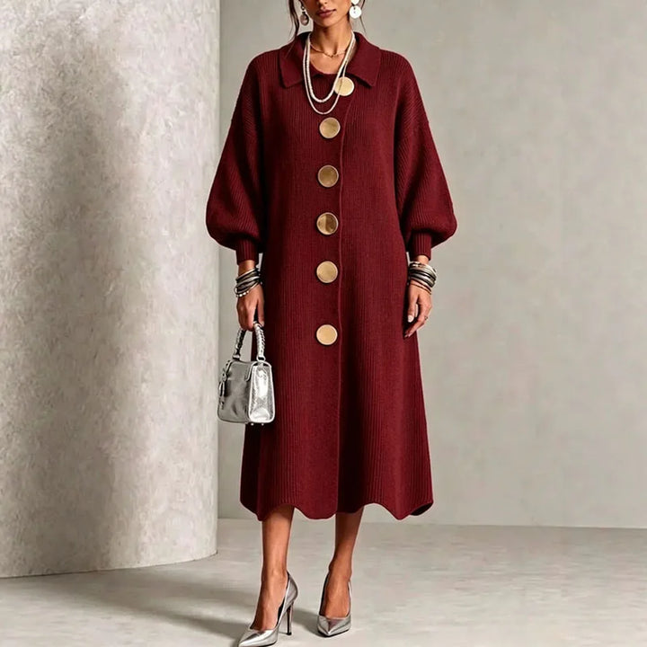 Adalira Button Front Sweater Dress