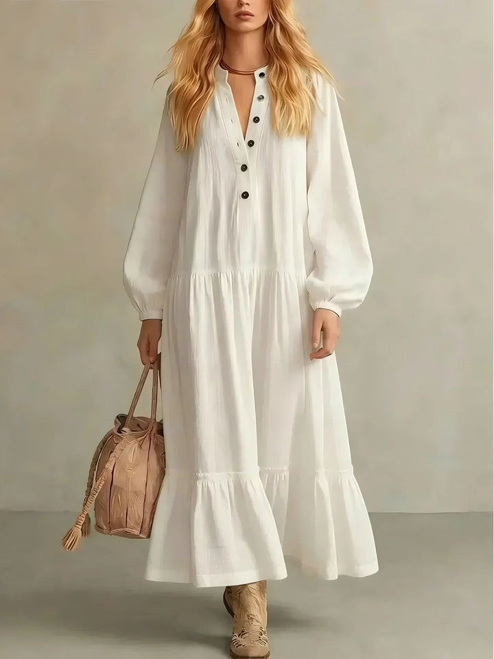 Azelia Button Front Tiered Maxi Dress