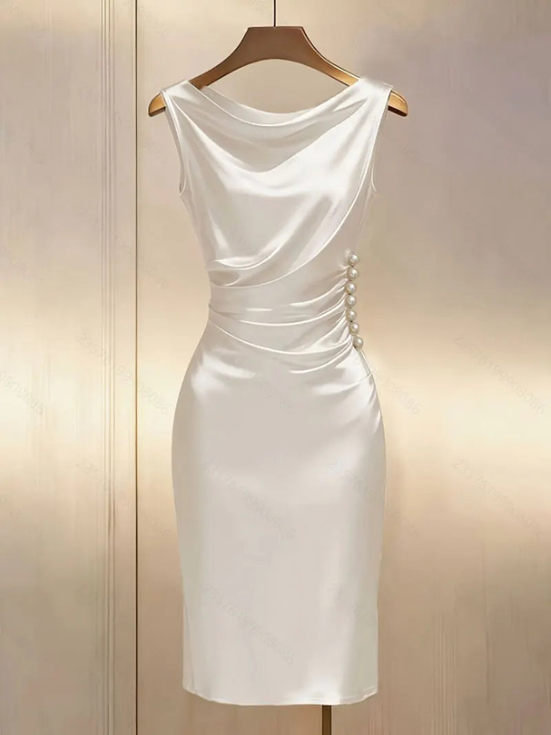 Evanthe Draped Satin Midi Dress
