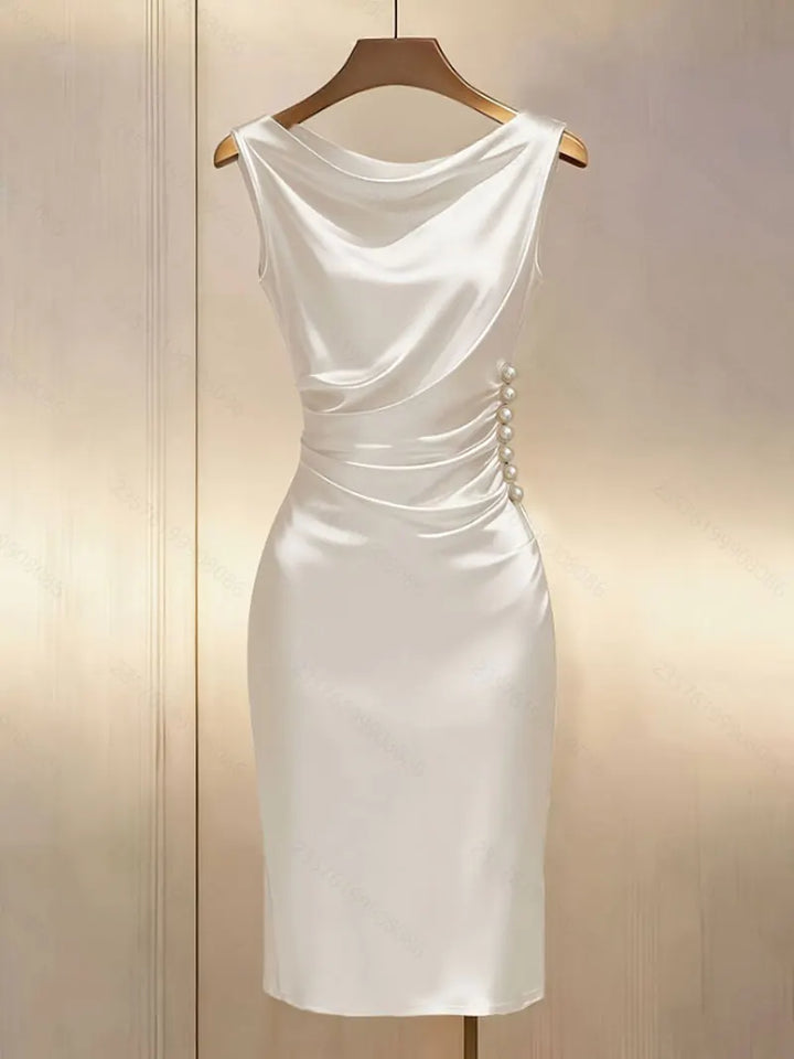 Evanthe Draped Satin Midi Dress