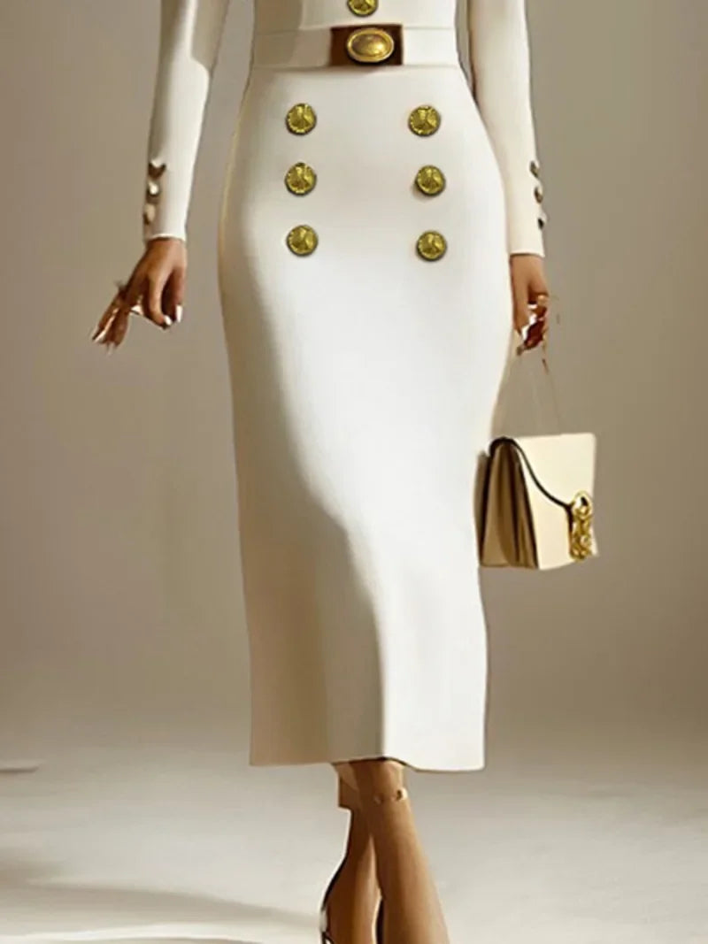 Linnea Contoured Button Midi Dress