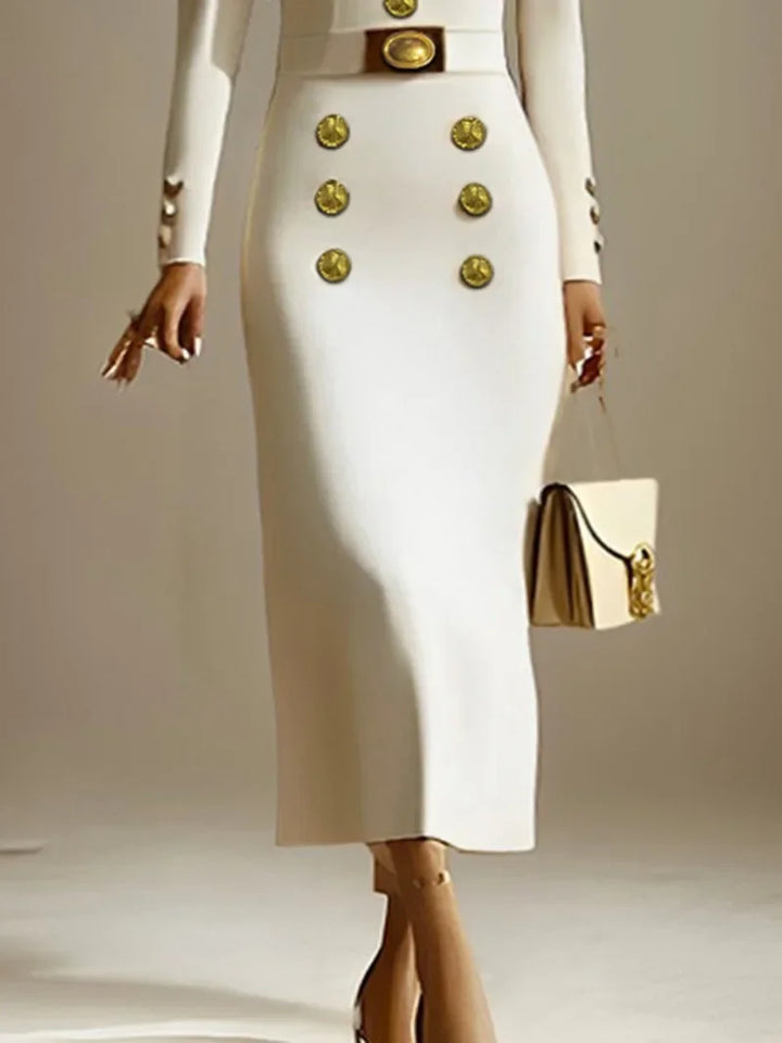 Linnea Contoured Button Midi Dress