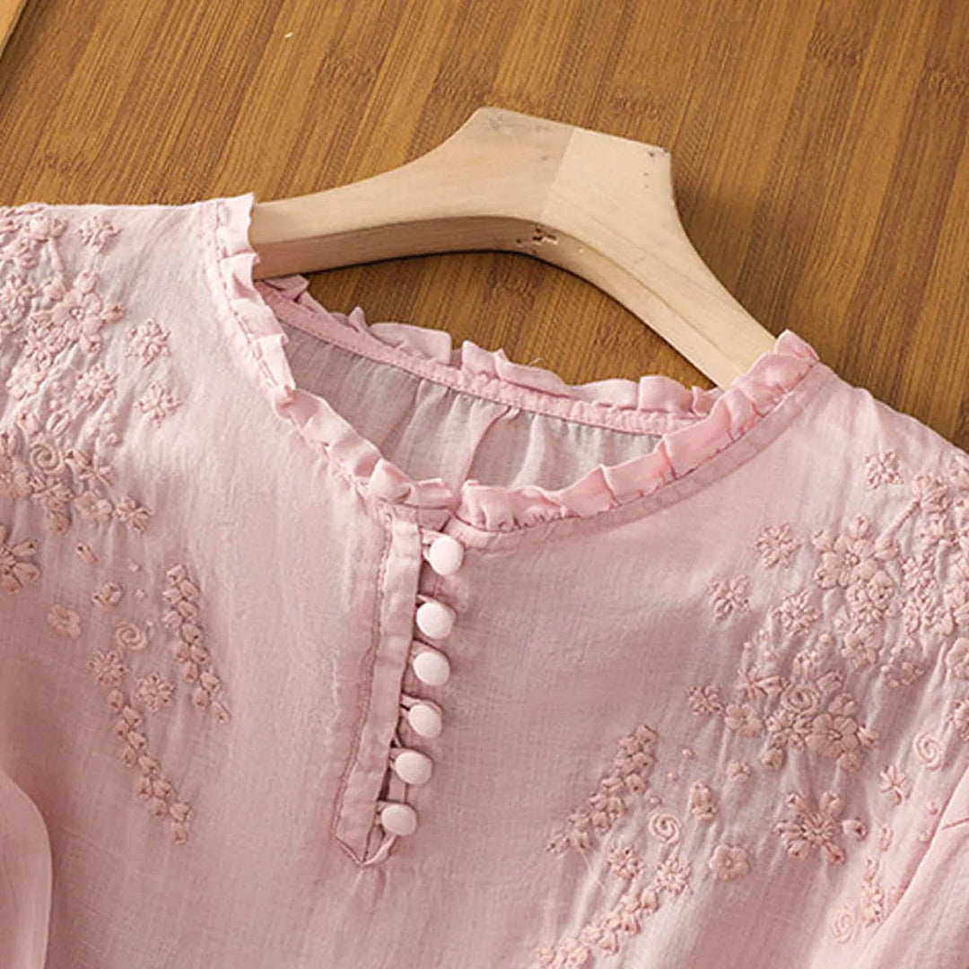 Fiorenza Floral Button-Front Blouse