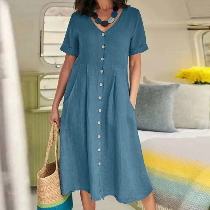 Danica Button Front Midi Dress