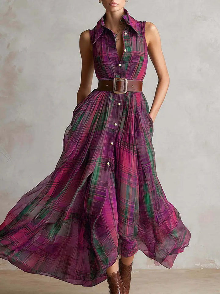 Maelynn Plaid Bohemian Maxi Dress