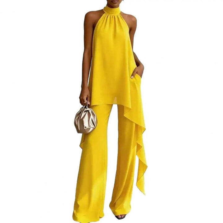 Zinnara Draped Sleeveless Chiffon Matching Set