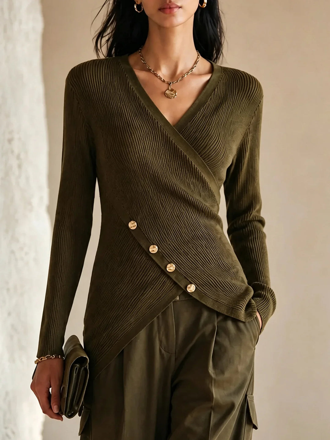 Seraphina V Neck Ribbed Sweater