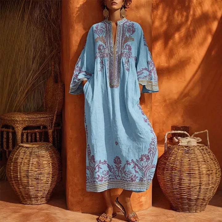 Oksana Bohemian Short Sleeve Maxi Dress