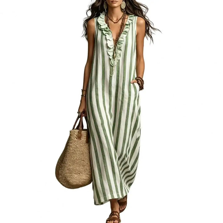 Lacey Striped Linen Maxi Dress