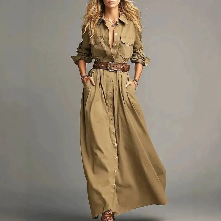 Alinae Button Front Maxi Dress