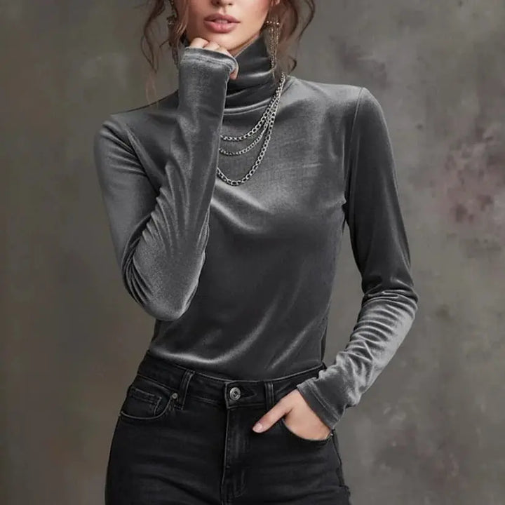 Maren Velvet Turtleneck Blouse