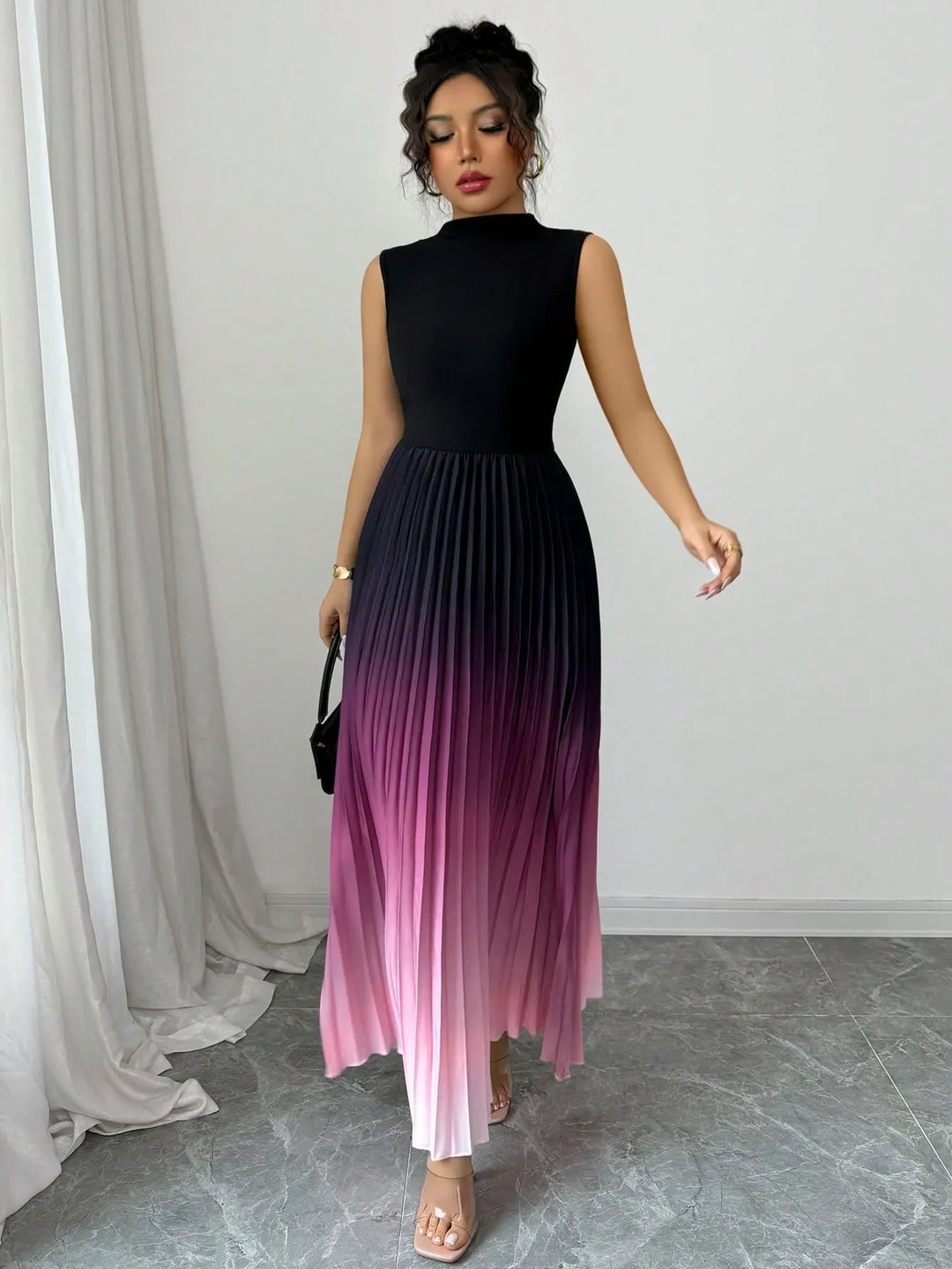Natalie Pleated Maxi Wedding Guest Dress