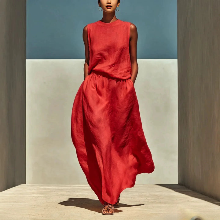 Monique Elegant Top and Maxi Skirt Set