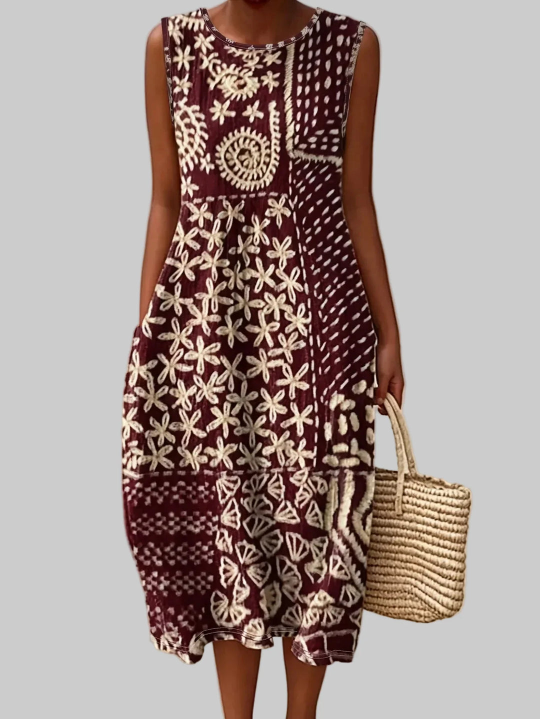 Aviora Bohemian Floral Midi Dress