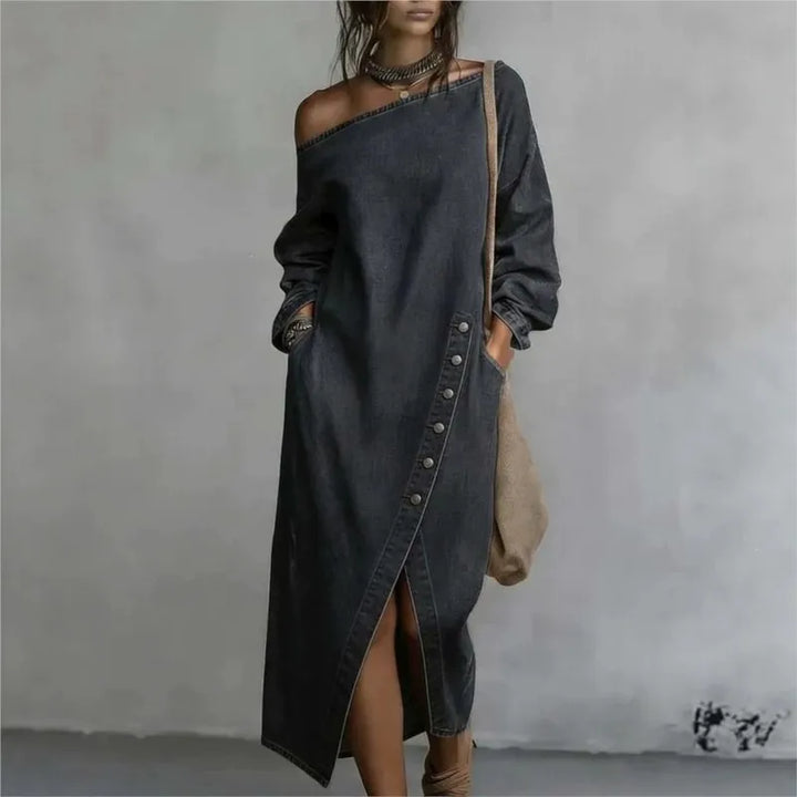 Delphine Off Shoulder Denim Dress